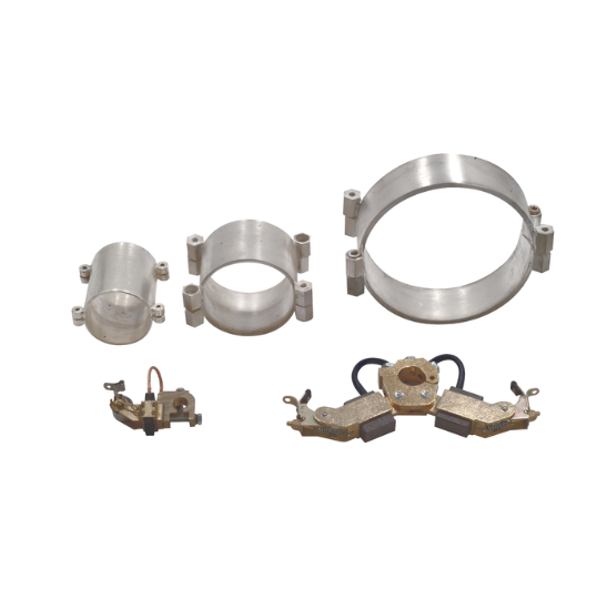 N.1 anello di strisciamento in bagno di argento ø 115, con N.1 portaspazzole e N.2 spazzole in grafite