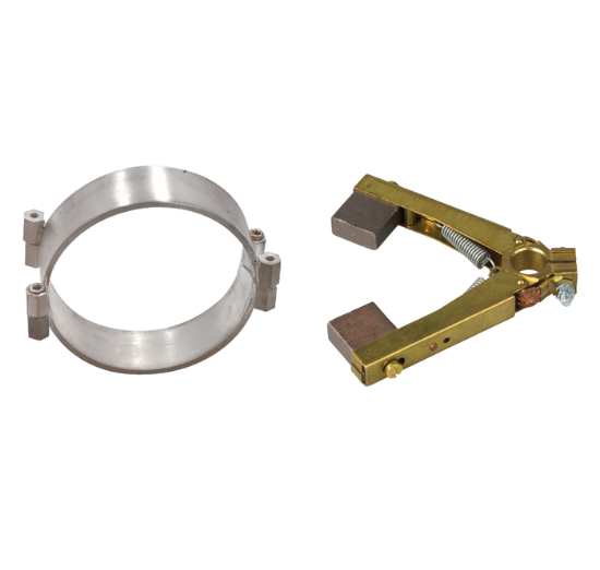 N.1 anello di strisciamento in bagno di argento ø 115, con N.1 portaspazzole e N.2 spazzole in grafite